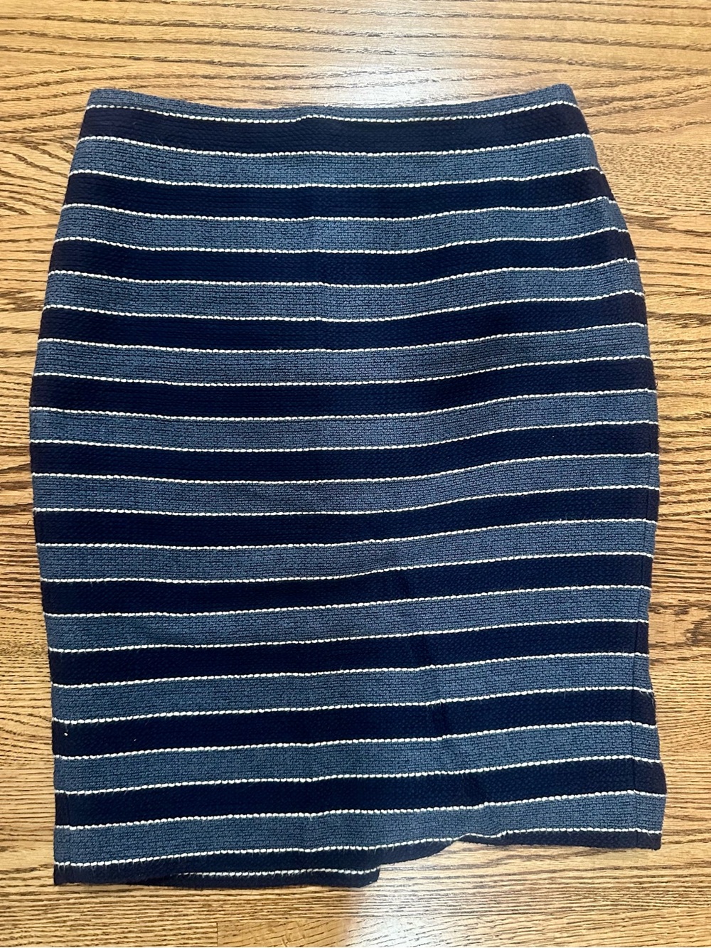 LOFT Striped Navy and Light Blue Knit Pencil Skirt